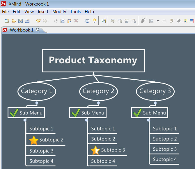 Xmind is a great application that aids the determination, positioning, and hierarchy of your menu system's taxonomy. Making key decisions now about your invention will help you save time when later versions of your offering come out.
